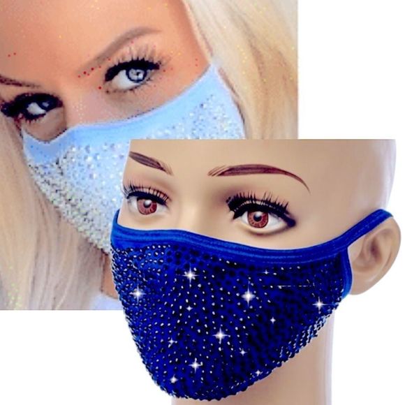 ⭐️ Two Bling Bling 3D Face Mask Filter Pocket Soft Cotton Fabric -Handmade - Picture 1 of 1